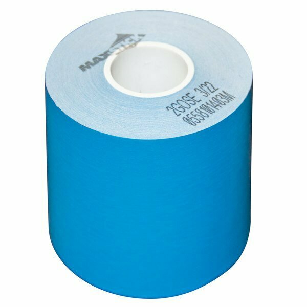 Maxstick 3 1/8'' x 160' Blue Side-Edge Adhesive Thermal Linerless Sticky Receipt / Label Paper Roll, 24PK 105SM3160B24